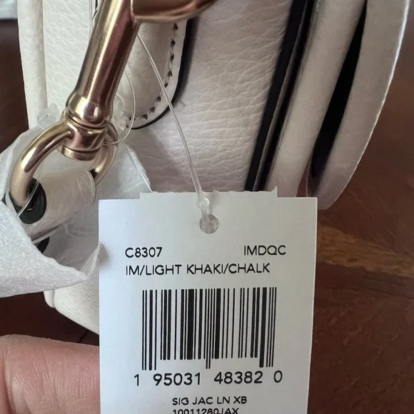 Coach Lonnie Tan and White Crossbody Bag with Signature Canvas NWT - Picture 5 of 9